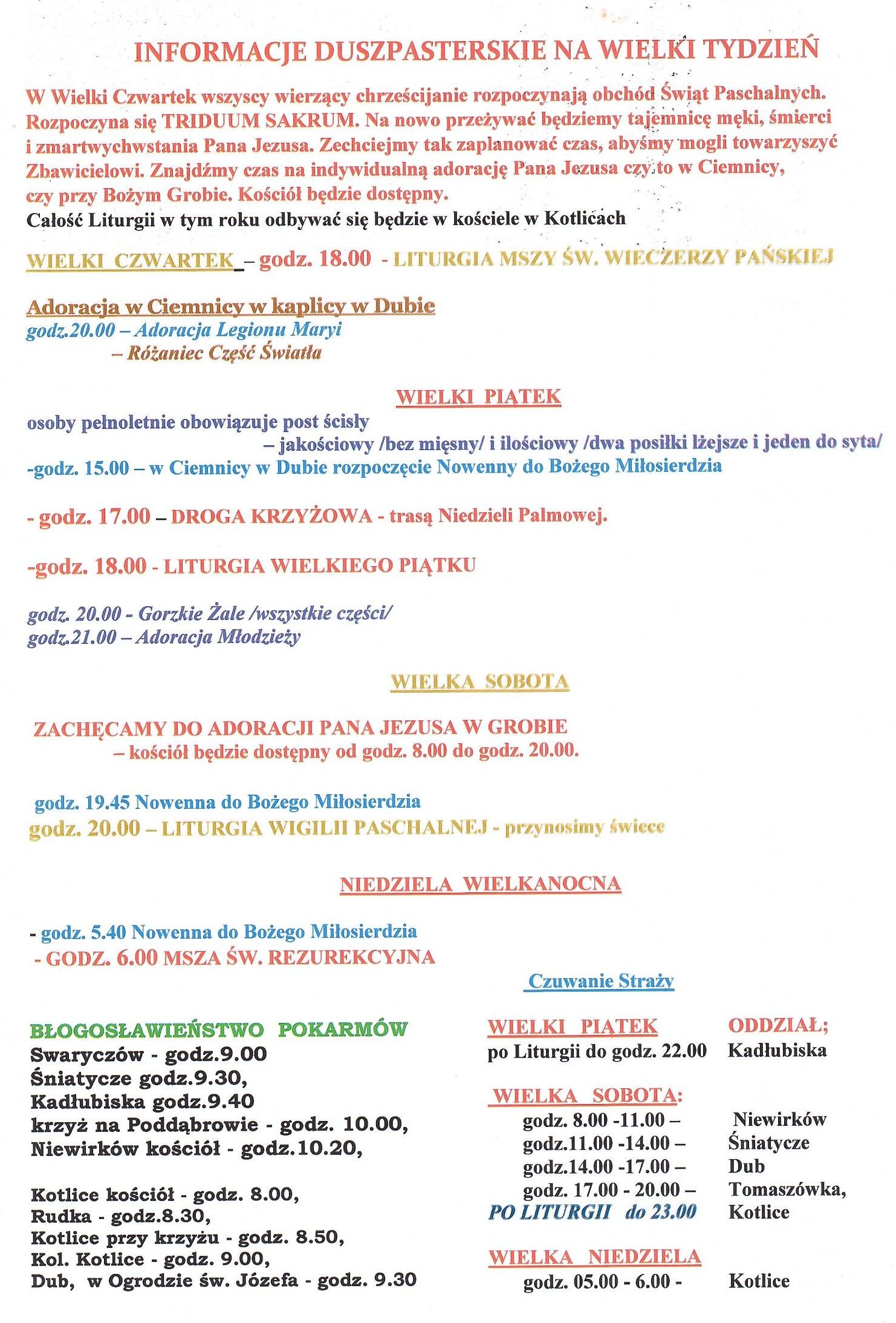 PORZĄDEK TRIDUUM SACRUM W DUBIE