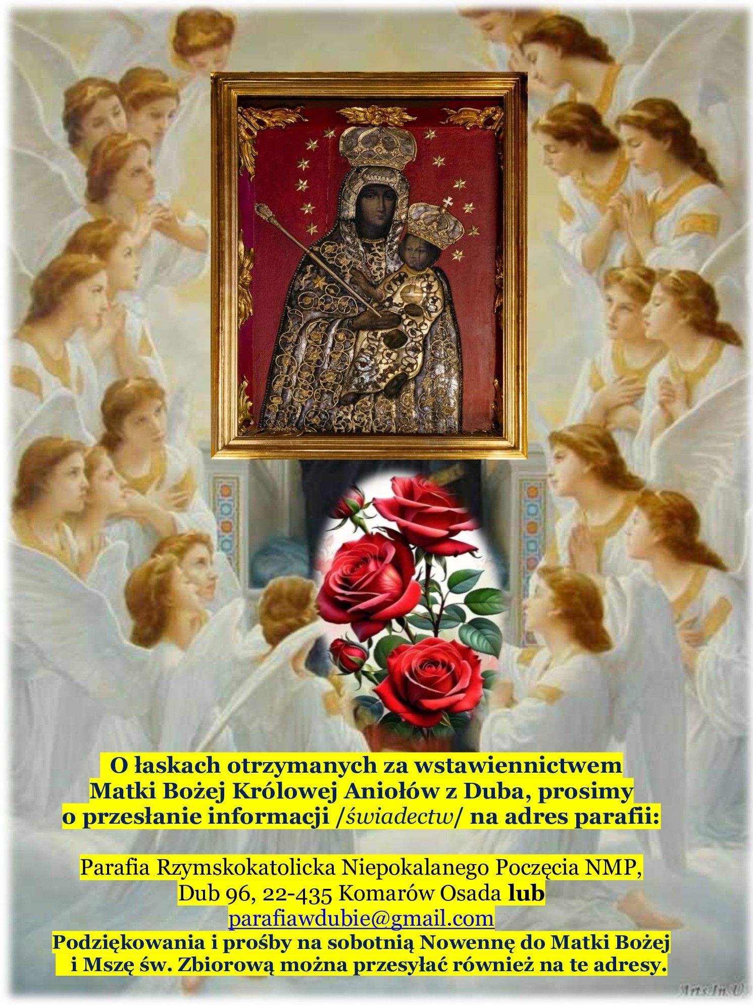 INFORMACJE O OTRYMANYCH ŁASKACH PRZEZ WSTAWIENNICTWO MATKI BOŻEJ